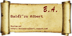 Balázs Albert névjegykártya